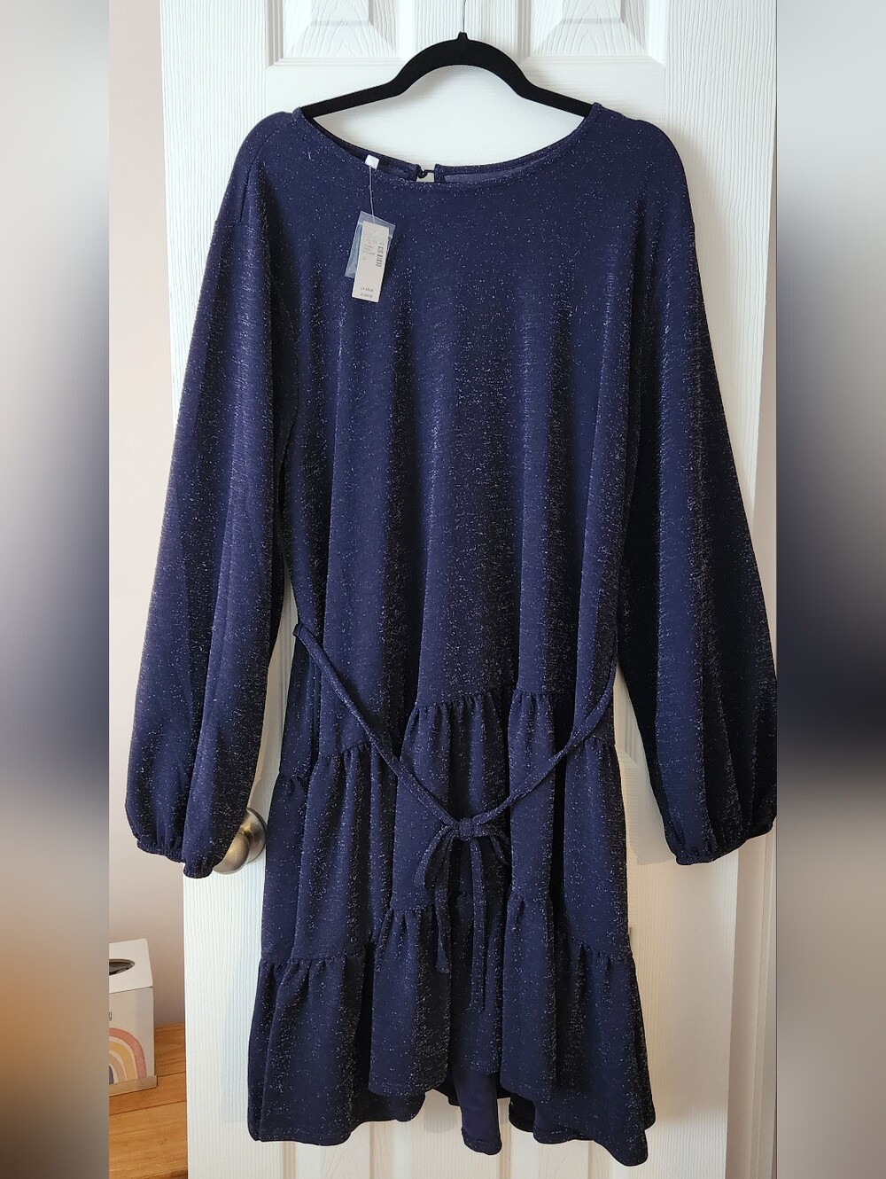 Maurices 2X Navy Dress with Silver Sparkle